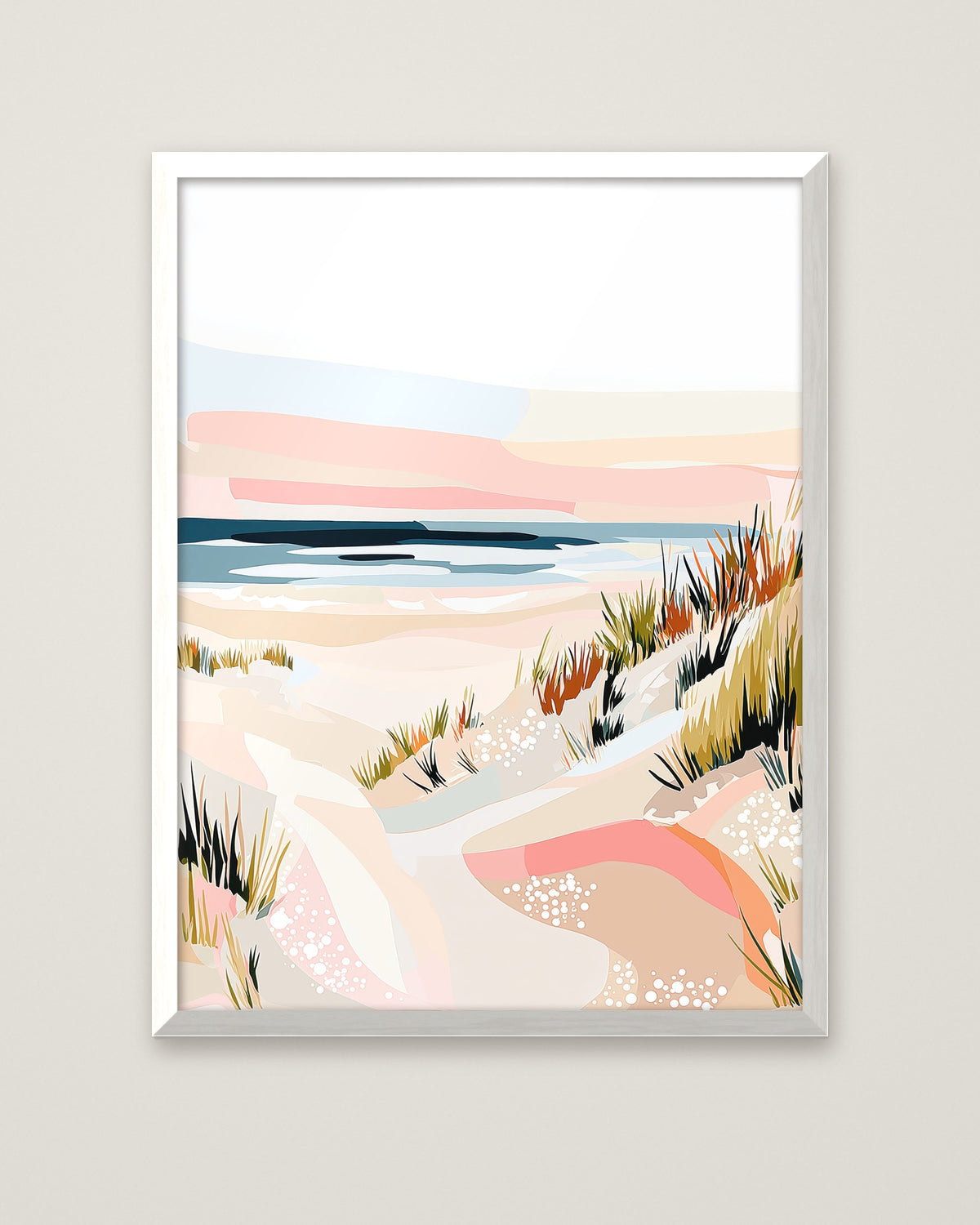 Abstract Coastal Sand Dunes Art in a white frame