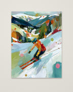 Abstract Colorful Skier Mountain Art as an unframed matte paper print