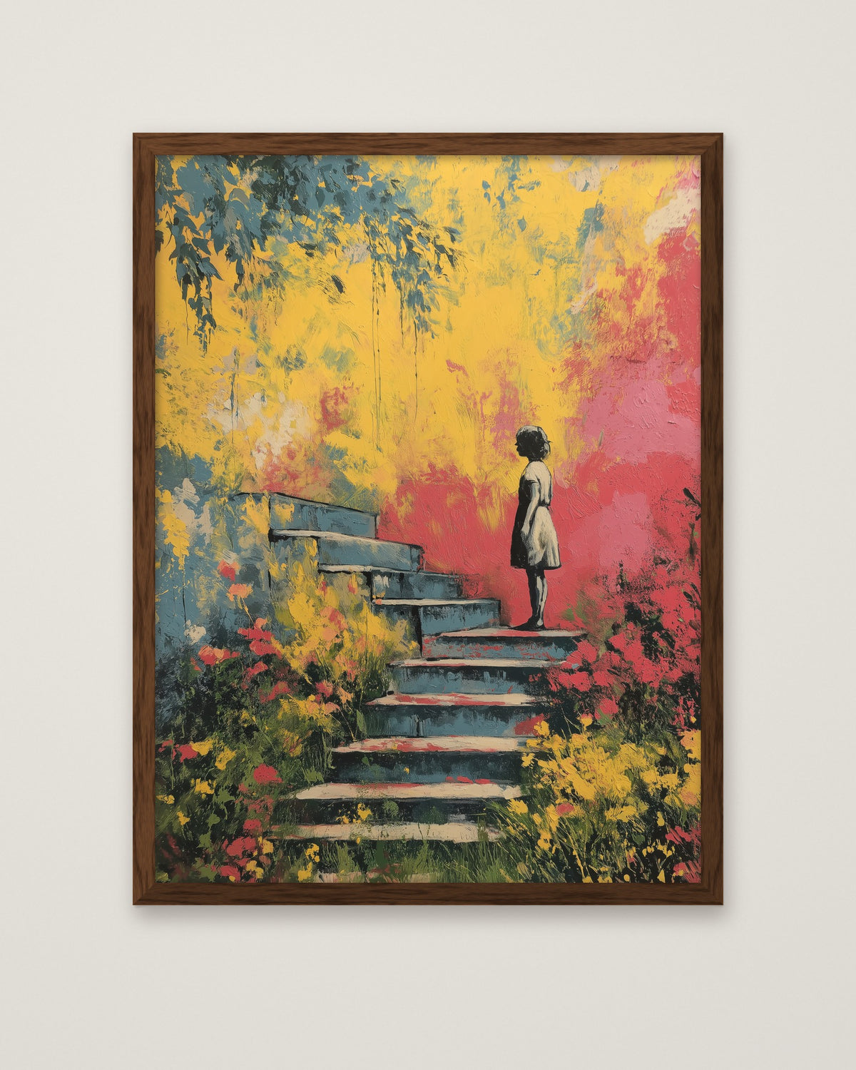 Banksy Inspired Love Street Art in a dark wood frame
