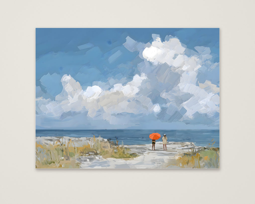 Beach Figures Ocean Painting as an unframed matte paper print
