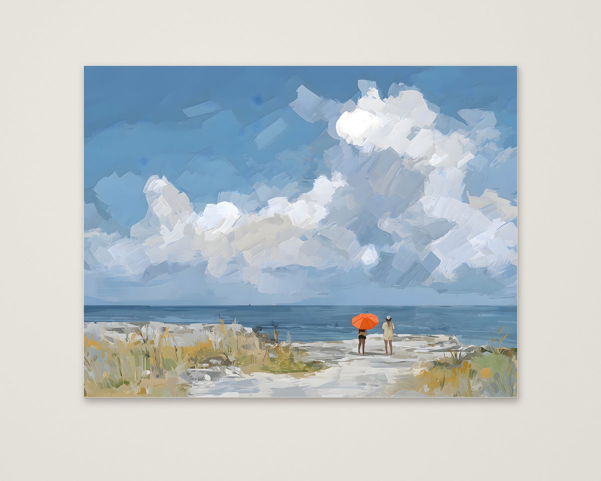 Beach Figures Ocean Painting as an unframed matte paper print