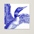 Blue Loon Bird Etching Art as an unframed matte paper print