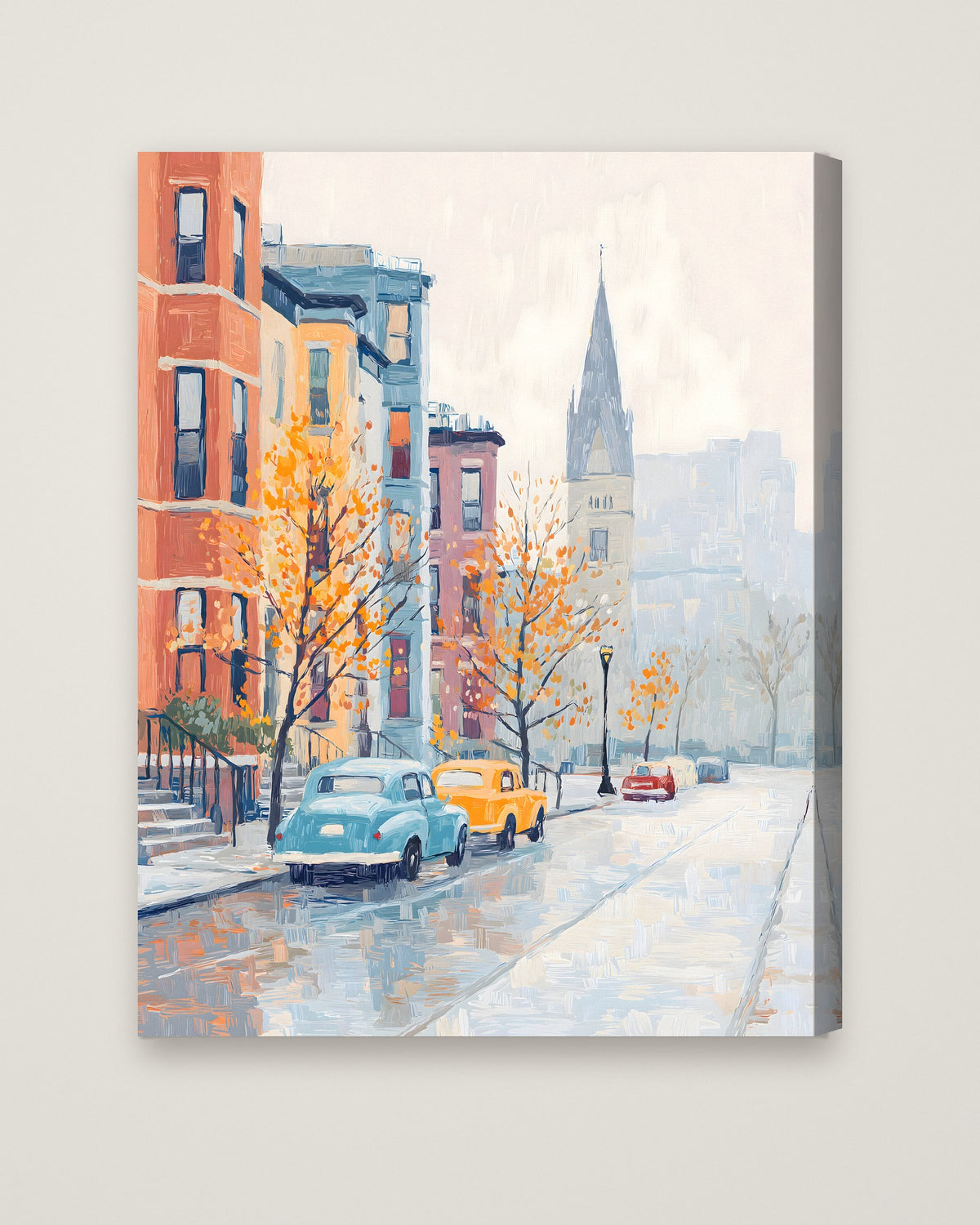 Boston Autumn Street Scene as a stretched canvas