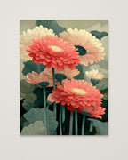 Botanical Gerbera Daisy Art as an unframed matte paper print