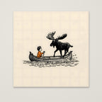 Boy and Moose Canoe Art as an unframed matte paper print