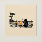 Boy Bear Campfire Art as an unframed matte paper print