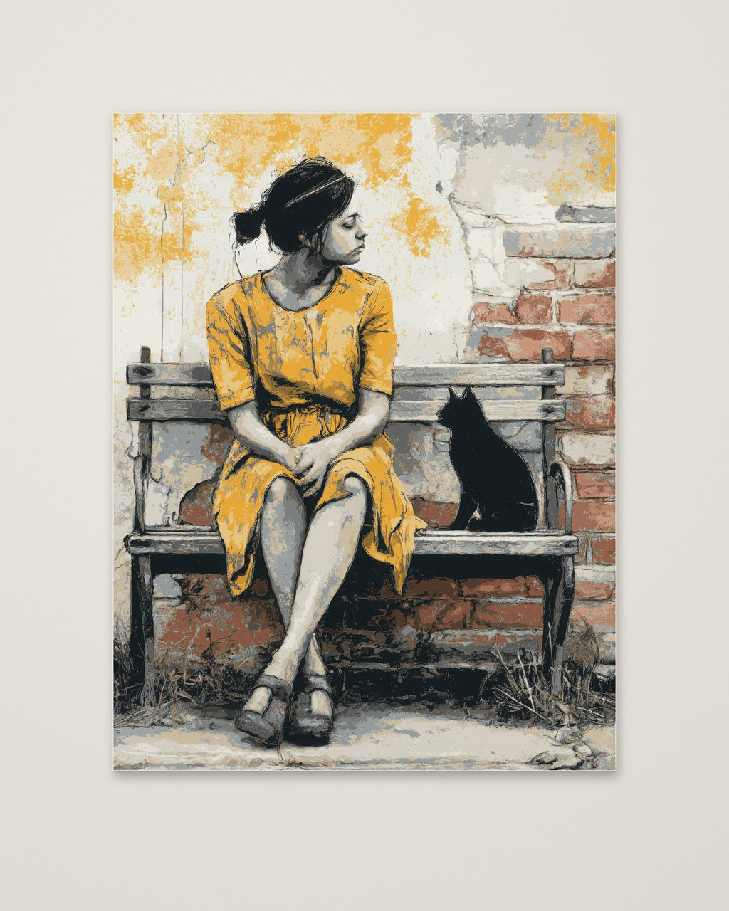 Brick Bench Wabi Sabi Art as an unframed matte paper print