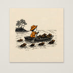Child Rowing Boat Beavers Art as an unframed matte paper print