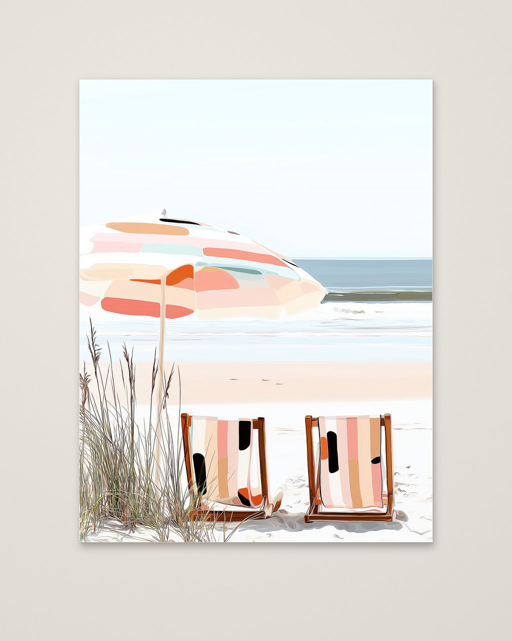 Coastal Beach Chairs Art as an unframed matte paper print