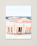 Coastal Beach Chairs Umbrella Art as an unframed matte paper print