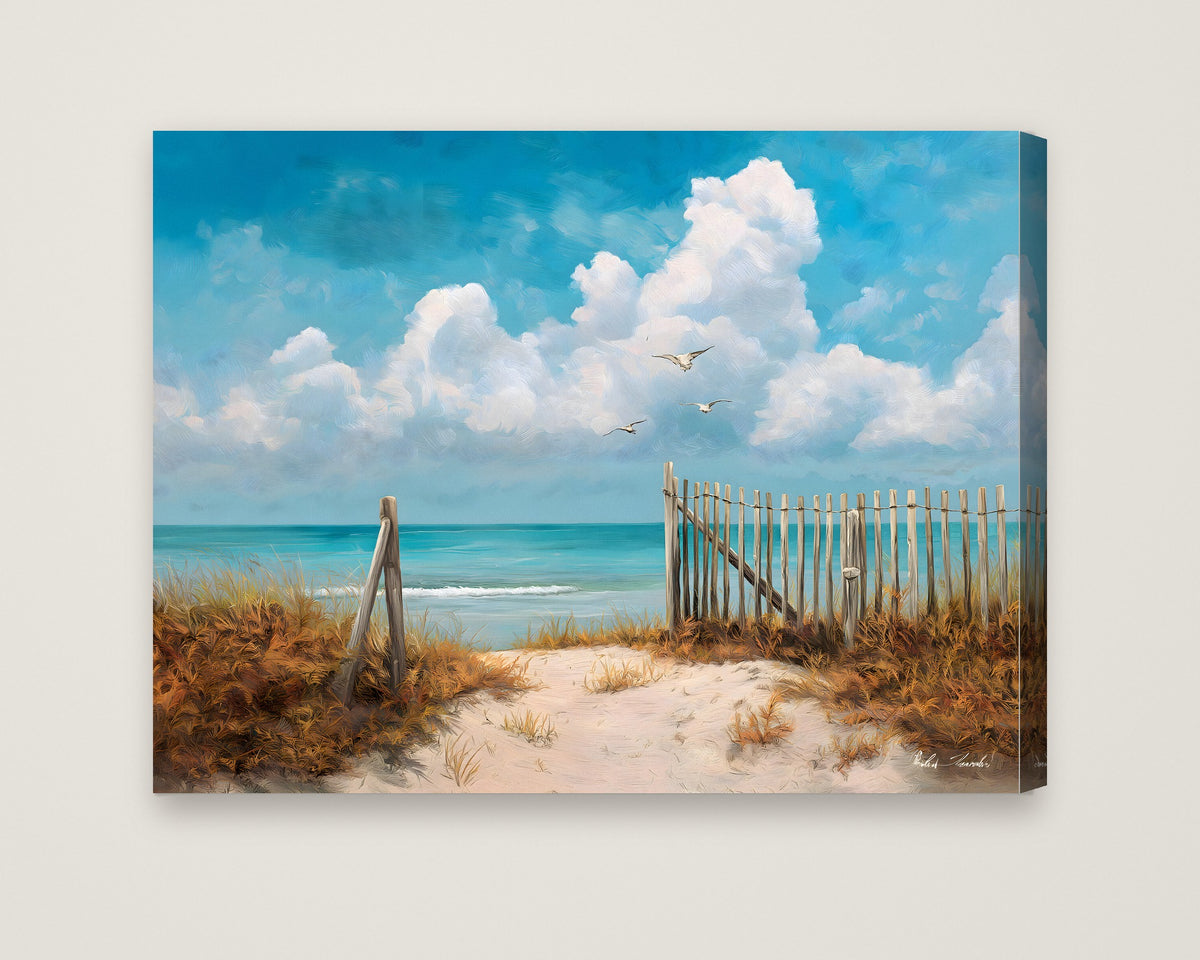 Coastal Beach Path Painting as a stretched canvas