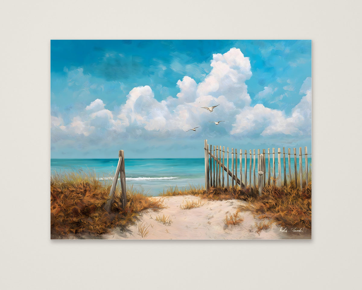 Coastal Beach Path Painting as an unframed matte paper print