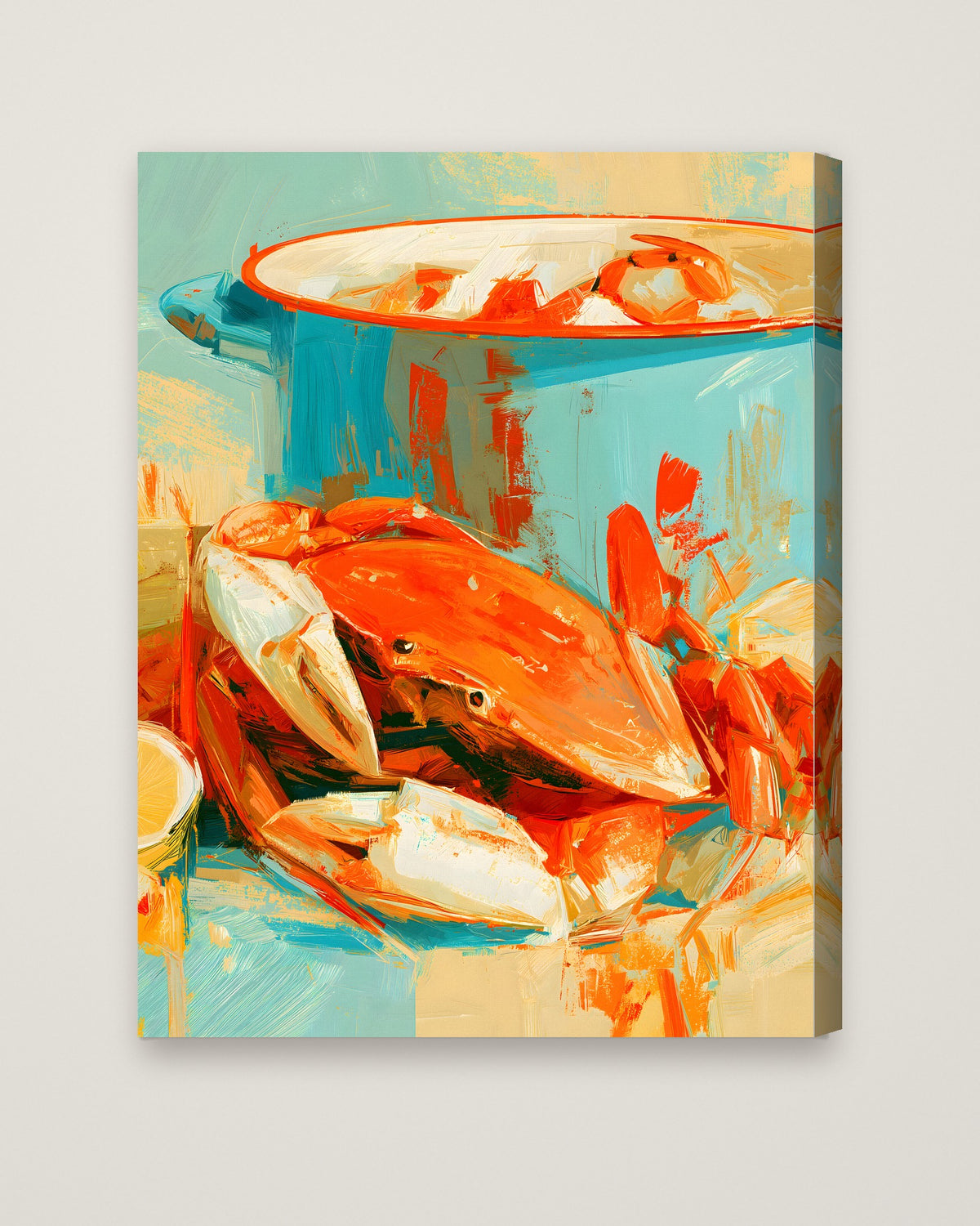 Coastal Crab Still Life Art as a stretched canvas