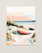 Coastal Rowboat Beach Art as an unframed matte paper print