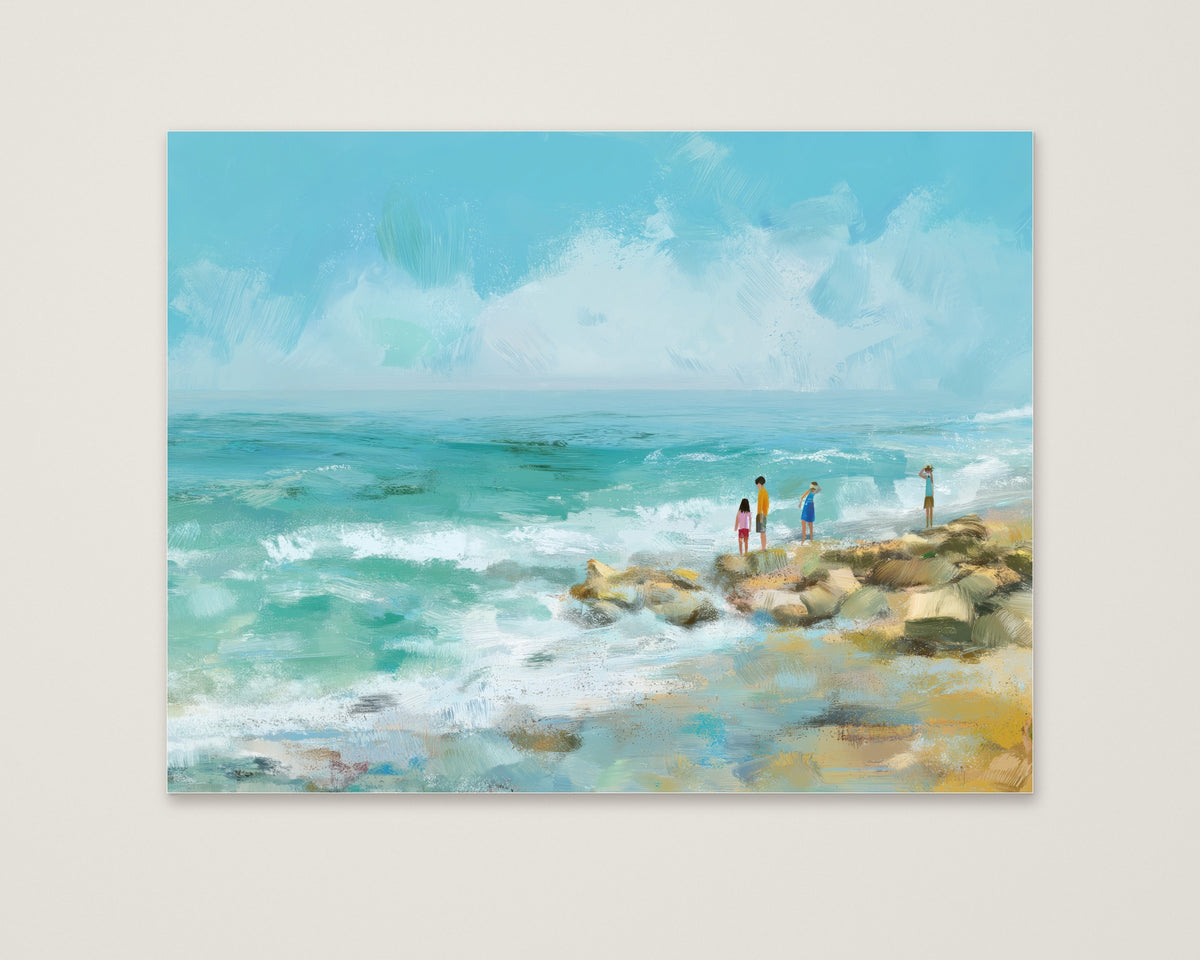 Coastal Shoreline Watercolor Art as an unframed matte paper print