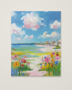 Coastal Wildflower Beach Painting as an unframed matte paper print