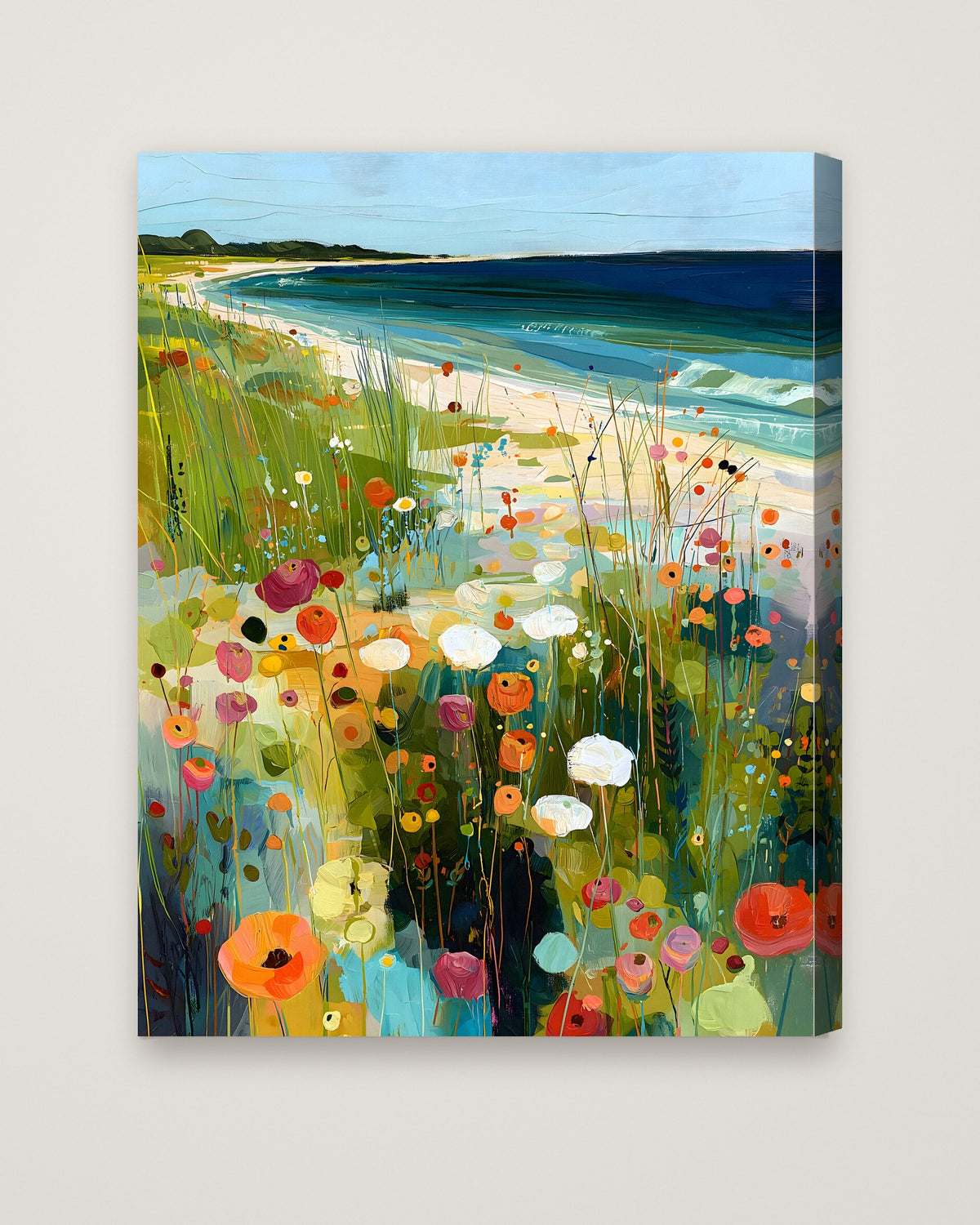 Coastal Wildflower Meadow Art as a stretched canvas
