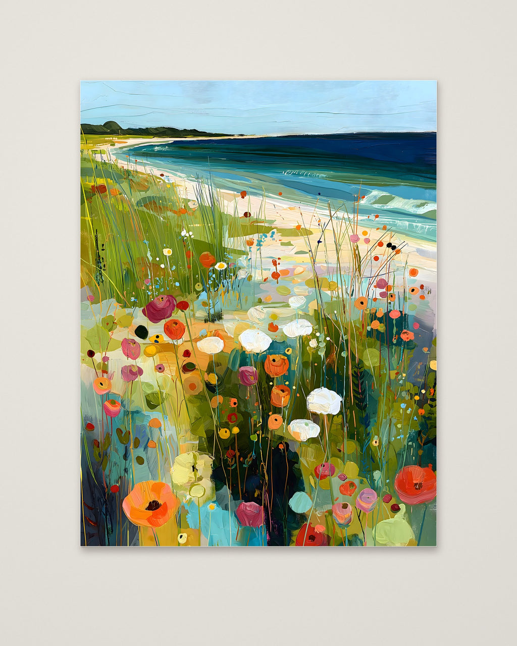 Coastal Wildflower Meadow Art as an unframed matte paper print