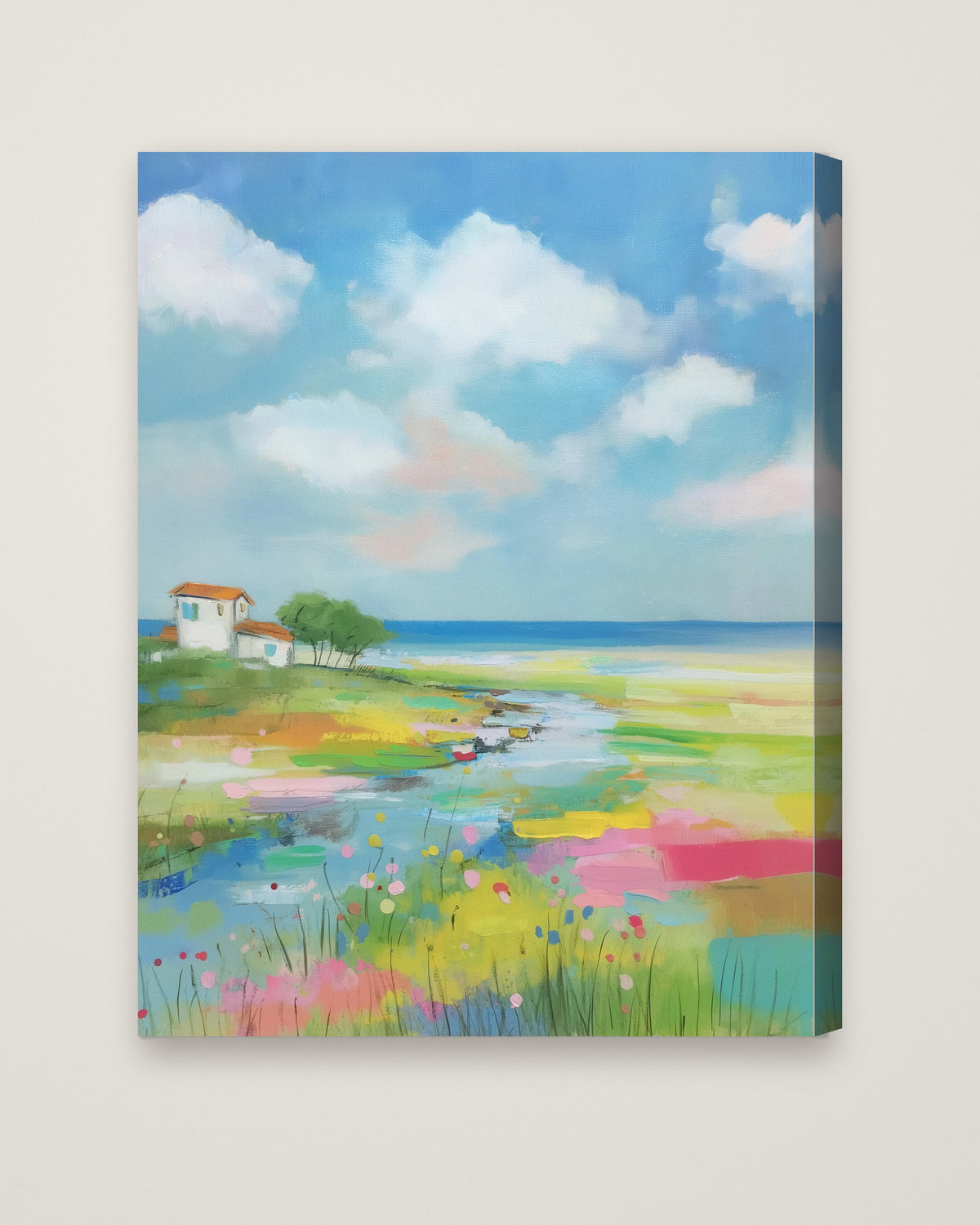 Coastal Wildflower Meadow Landscape as a stretched canvas