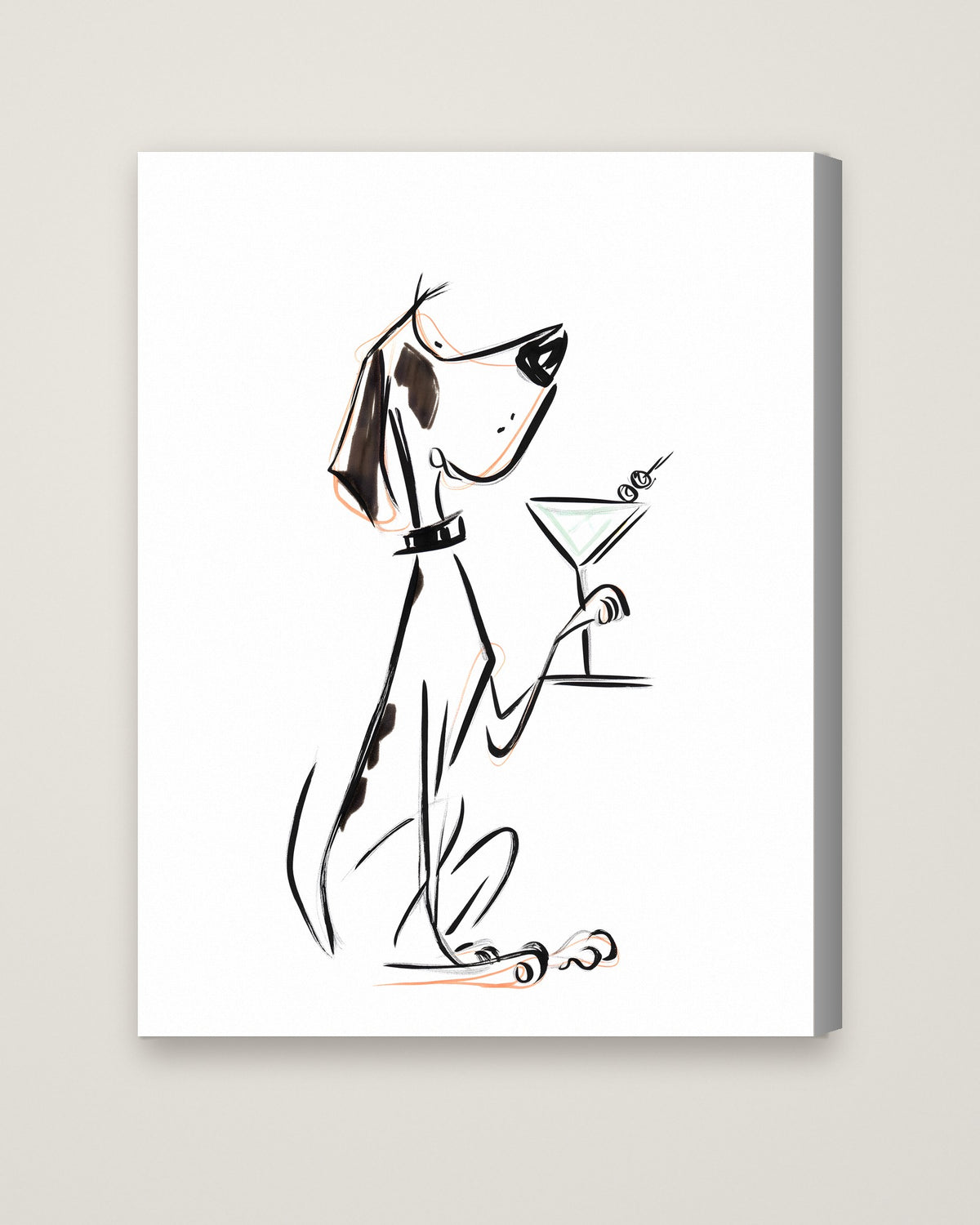 Cocktail Dog Martini Art as a stretched canvas