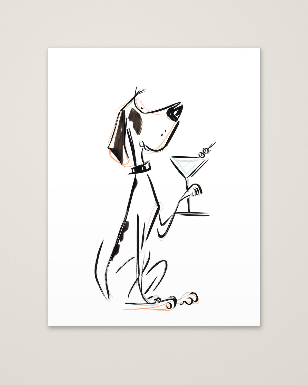 Cocktail Dog Martini Art as an unframed matte paper print