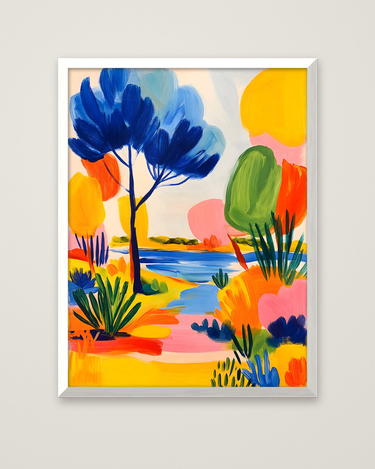 Colorful Abstract Landscape Art in a white frame
