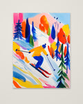 Colorful Abstract Skier Art as an unframed matte paper print