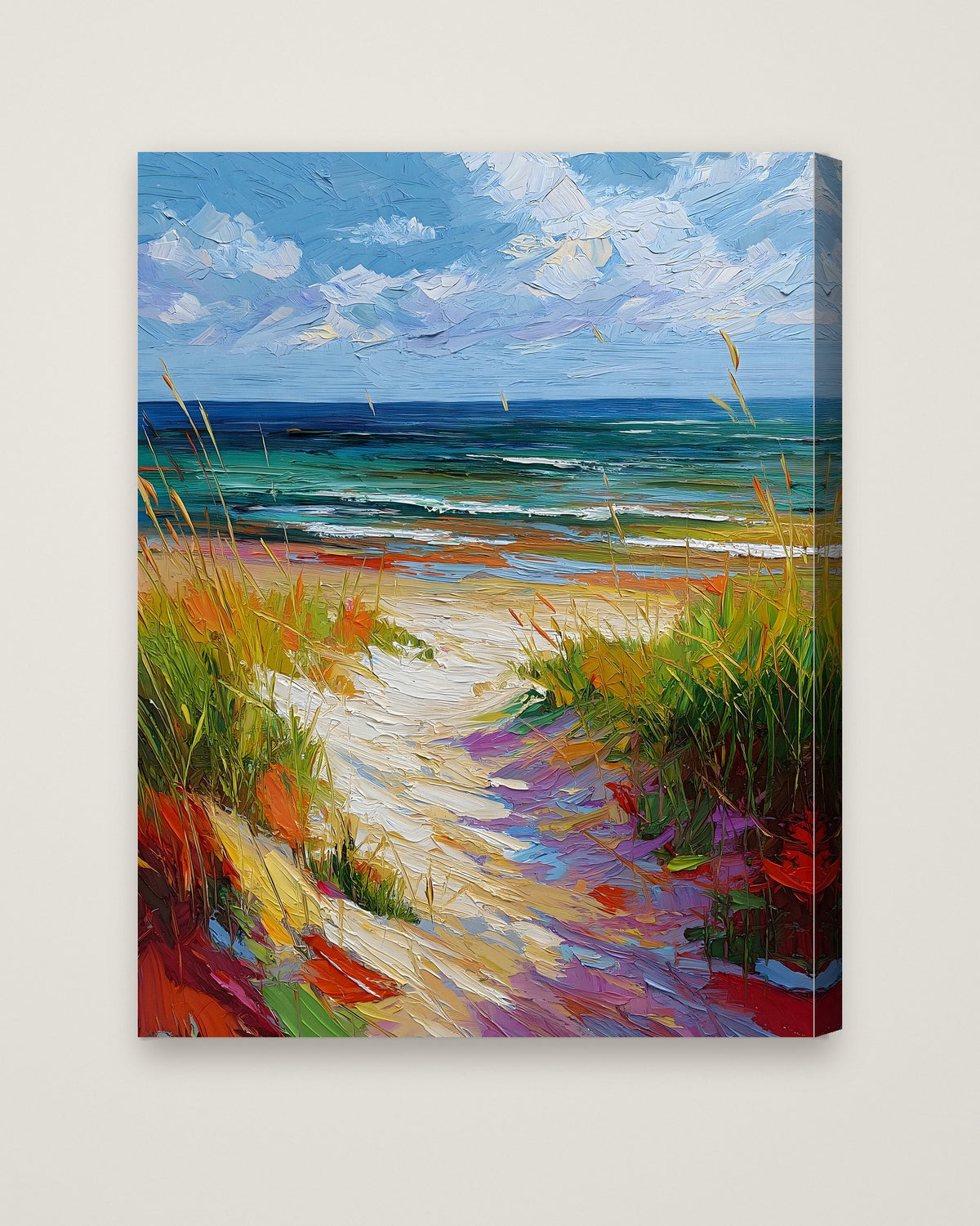 Colorful Beach Path Painting as a stretched canvas
