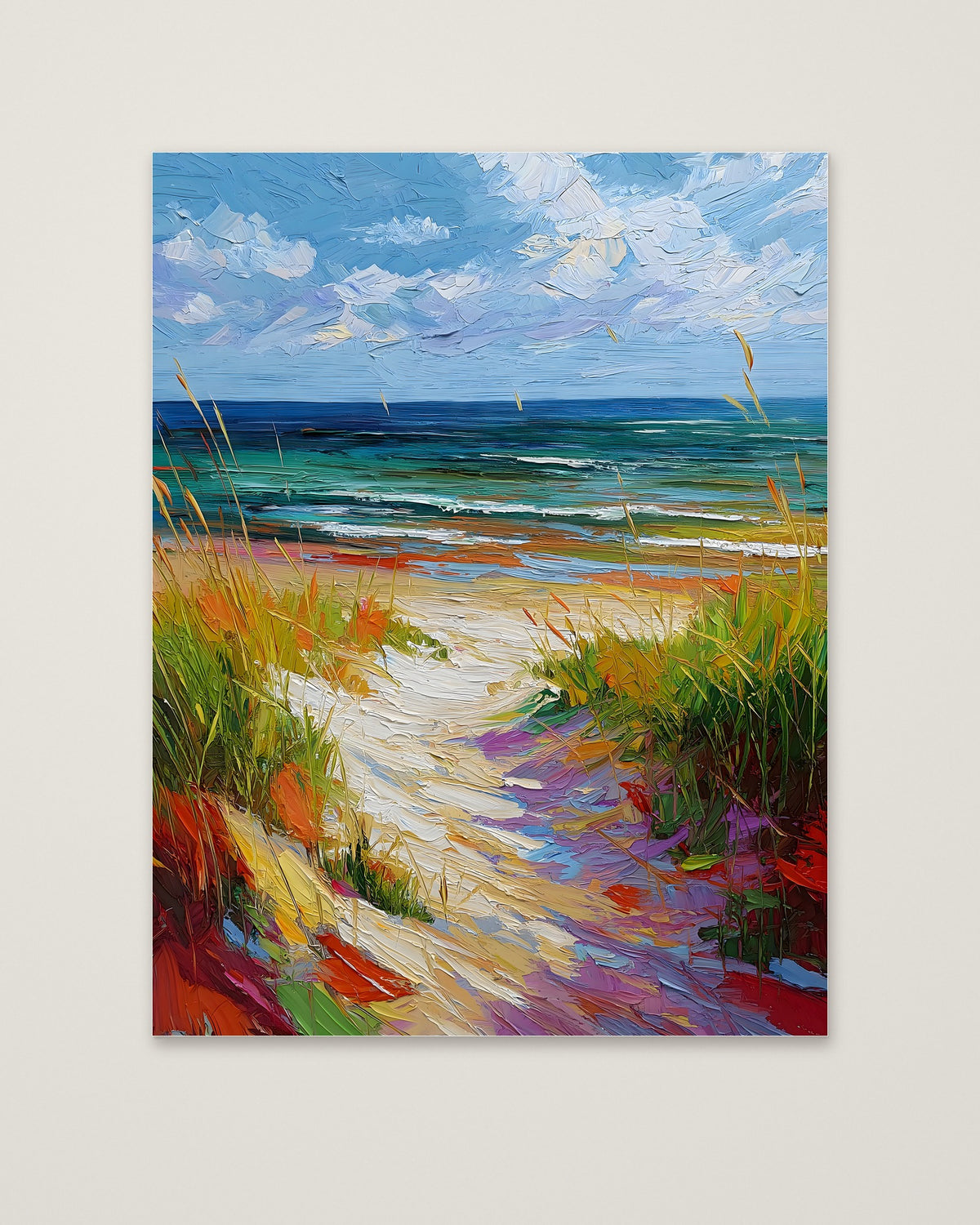 Colorful Beach Path Painting as an unframed matte paper print