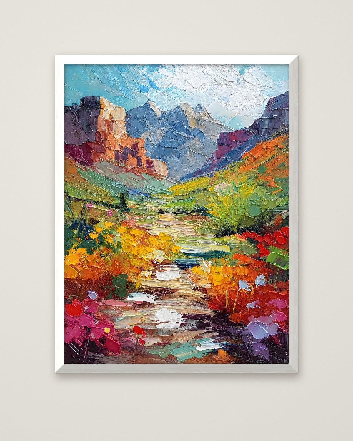 Colorful Canyon Wildflower Landscape in a white frame