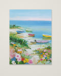 Colorful Coastal Boats Wildflowers as an unframed matte paper print