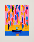 Colorful Fisherman Boat Art as an unframed matte paper print