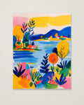 Colorful Folk Art Landscape as an unframed matte paper print