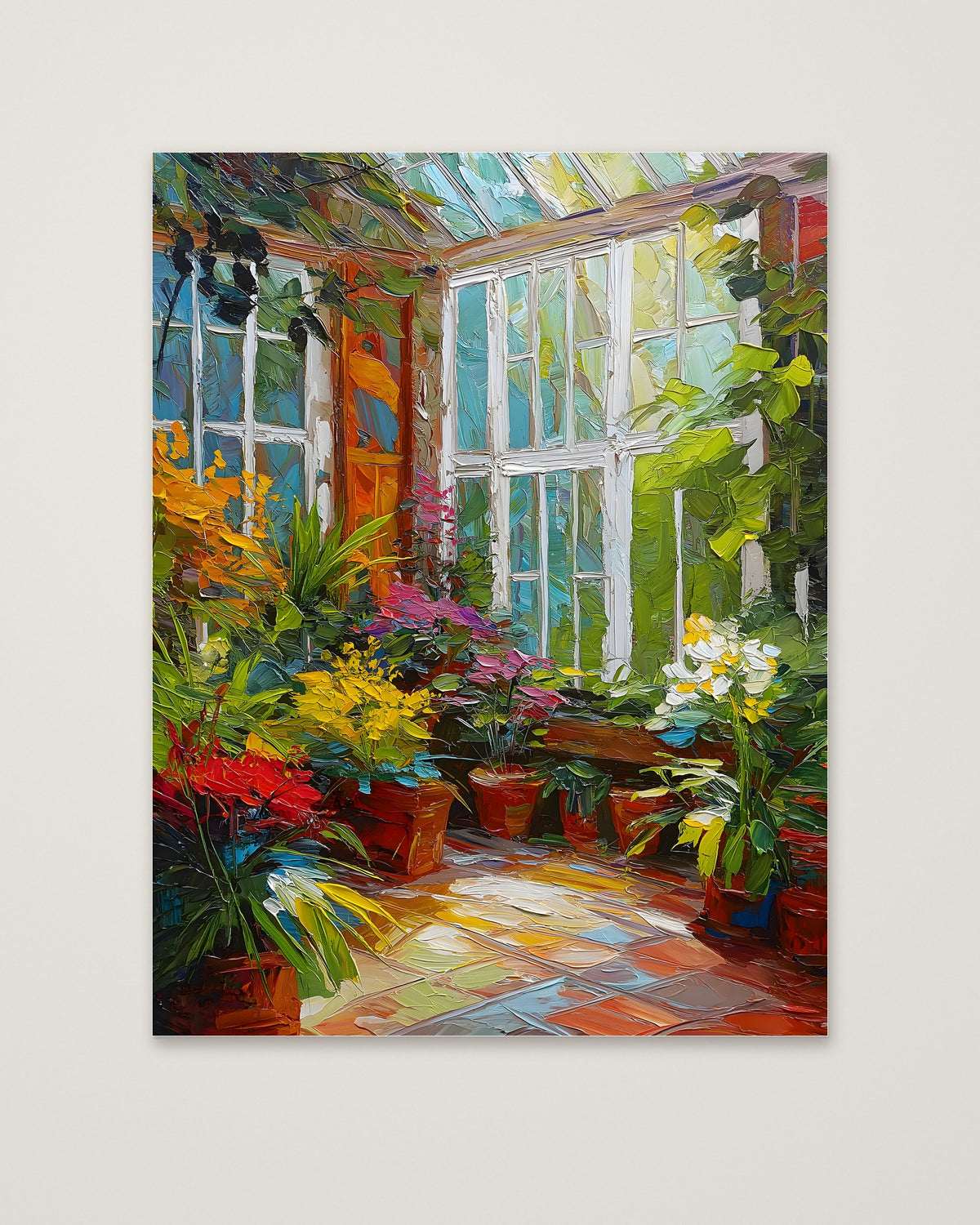 Colorful Greenhouse Conservatory Painting as an unframed matte paper print