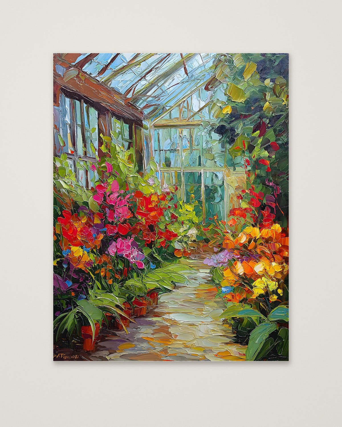 Colorful Greenhouse Floral Painting as an unframed matte paper print