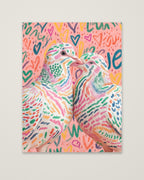 Colorful Lovebird Dove Couple Art as an unframed matte paper print