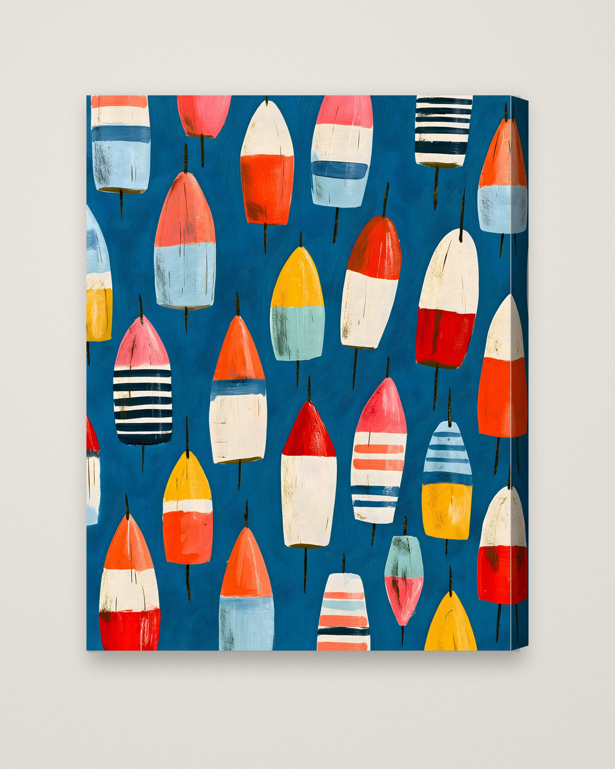 Colorful Nautical Buoy Art as a stretched canvas