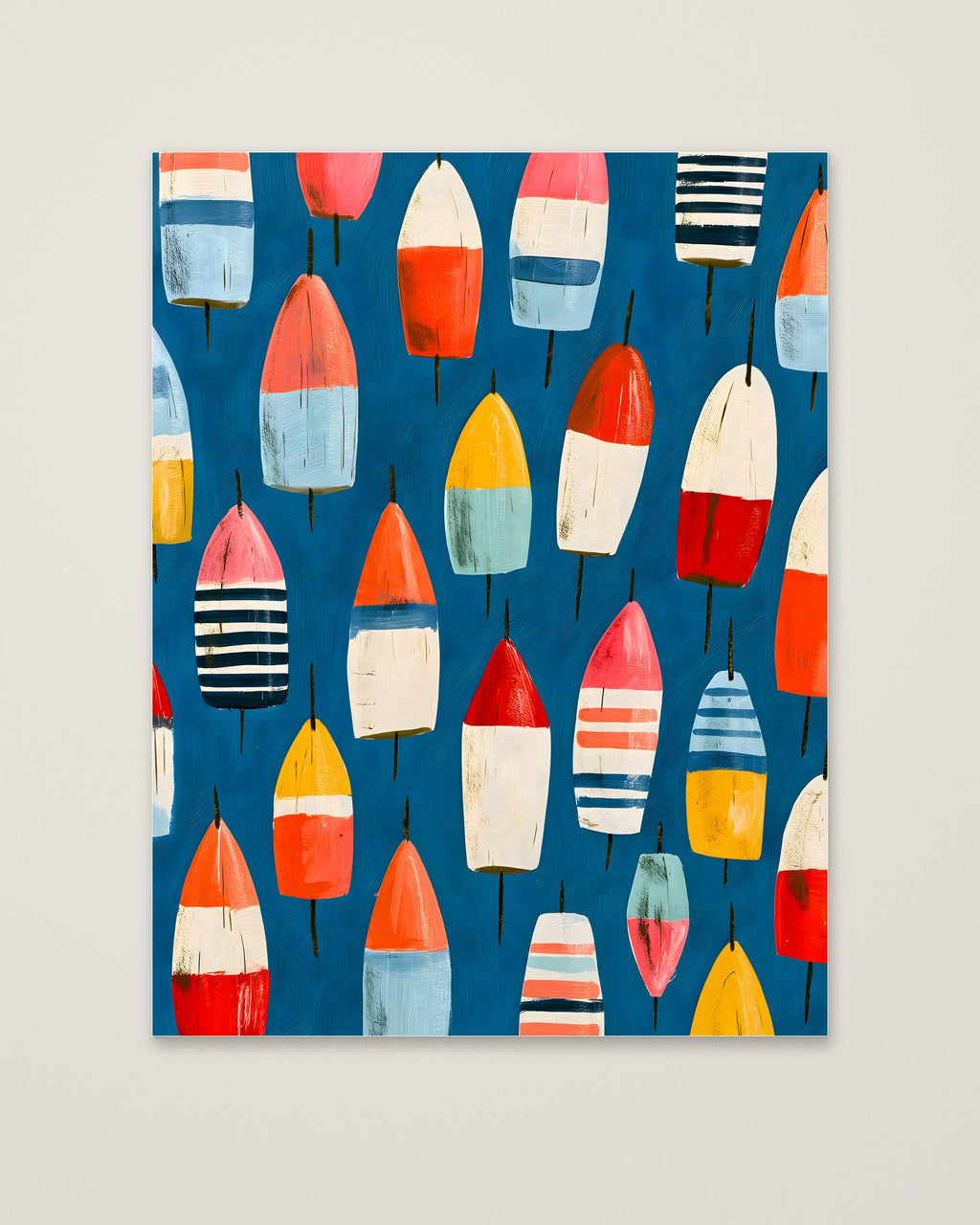 Colorful Nautical Buoy Art as an unframed matte paper print