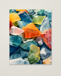 Colorful Sea Glass Watercolor Art as an unframed matte paper print