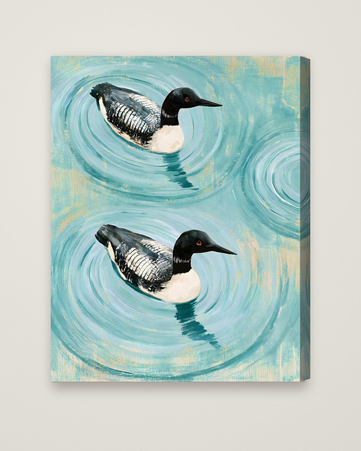 Common Loon Pair Painting as a stretched canvas