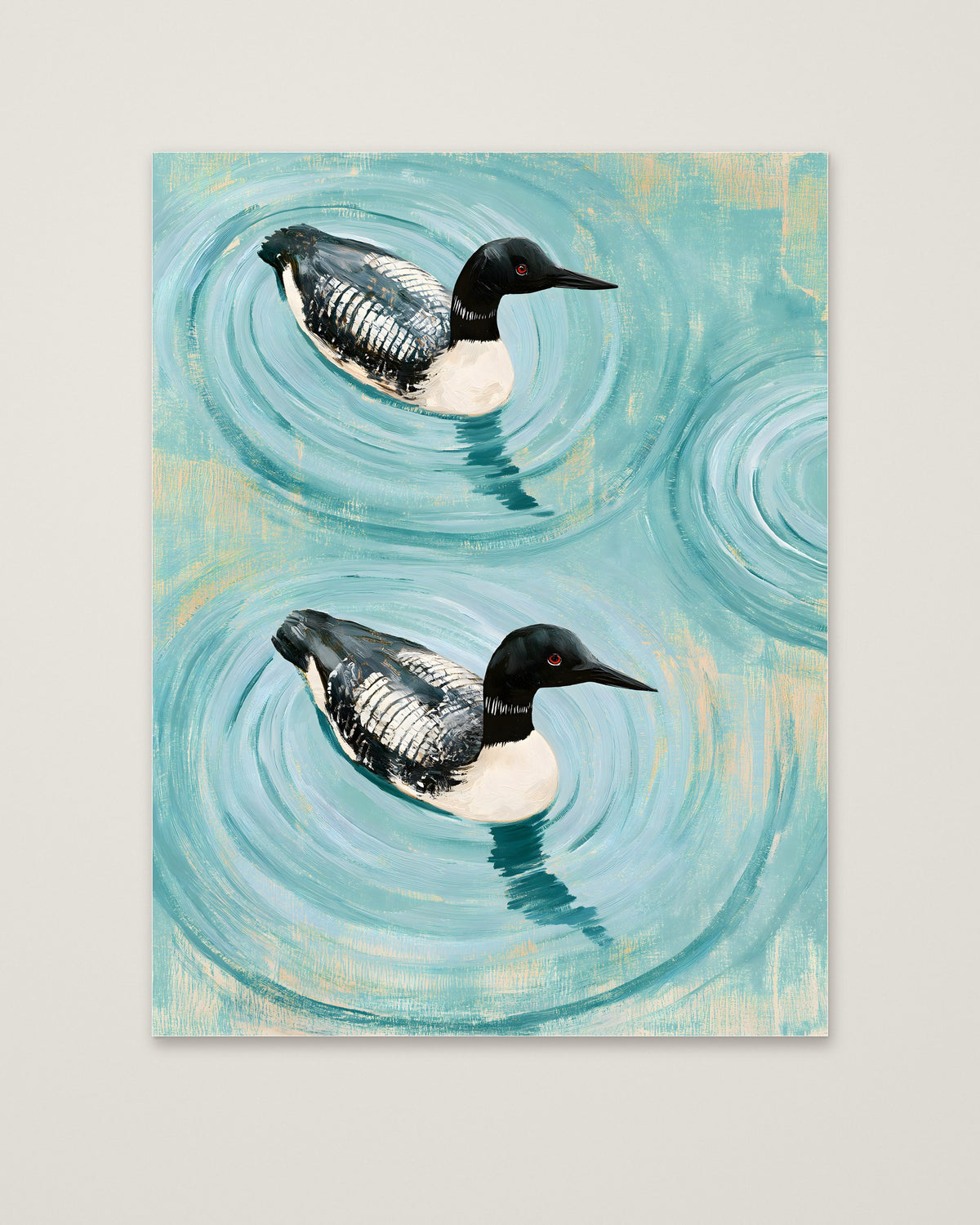 Common Loon Pair Painting as an unframed matte paper print