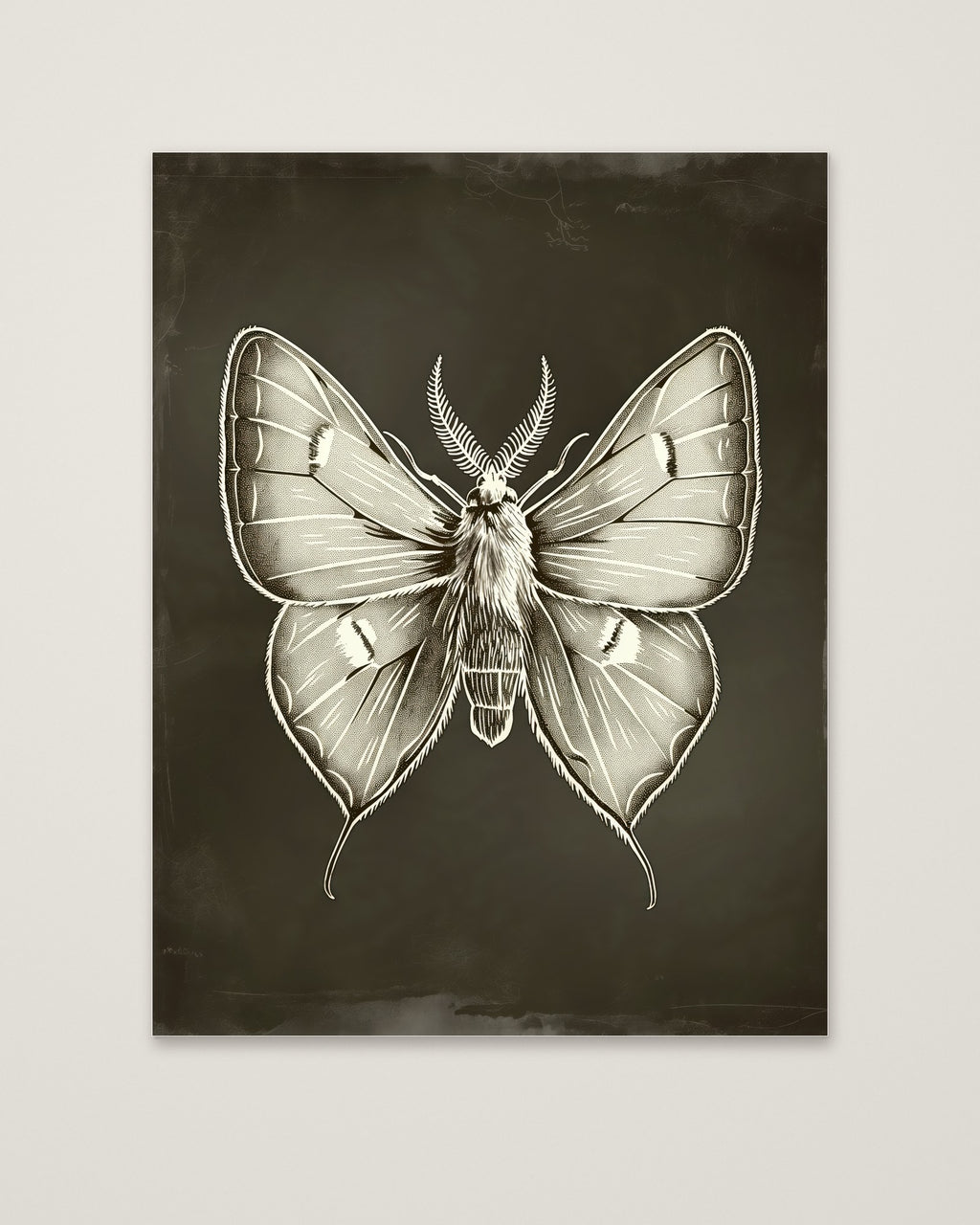 Dark Gothic Moth Illustration as an unframed matte paper print