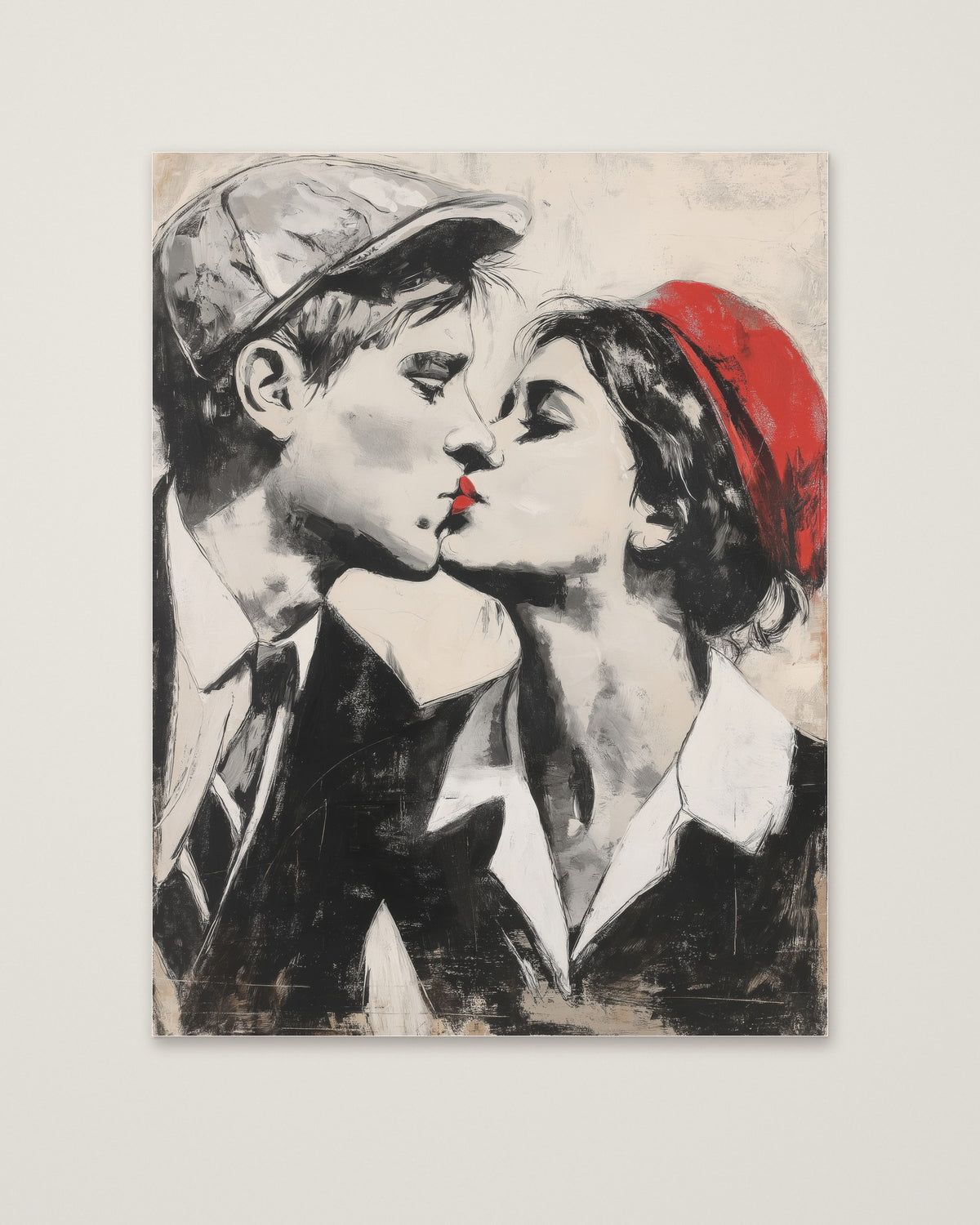 First Kiss Urban Graffiti Art as an unframed matte paper print