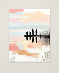 Fishing Dock Silhouette Lake Art as an unframed matte paper print