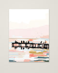 Fishing Pier Sunset Silhouette Art as an unframed matte paper print