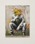 Flower Head Man Street Art as an unframed matte paper print