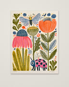 Folk Art Garden Botanical Print as an unframed matte paper print