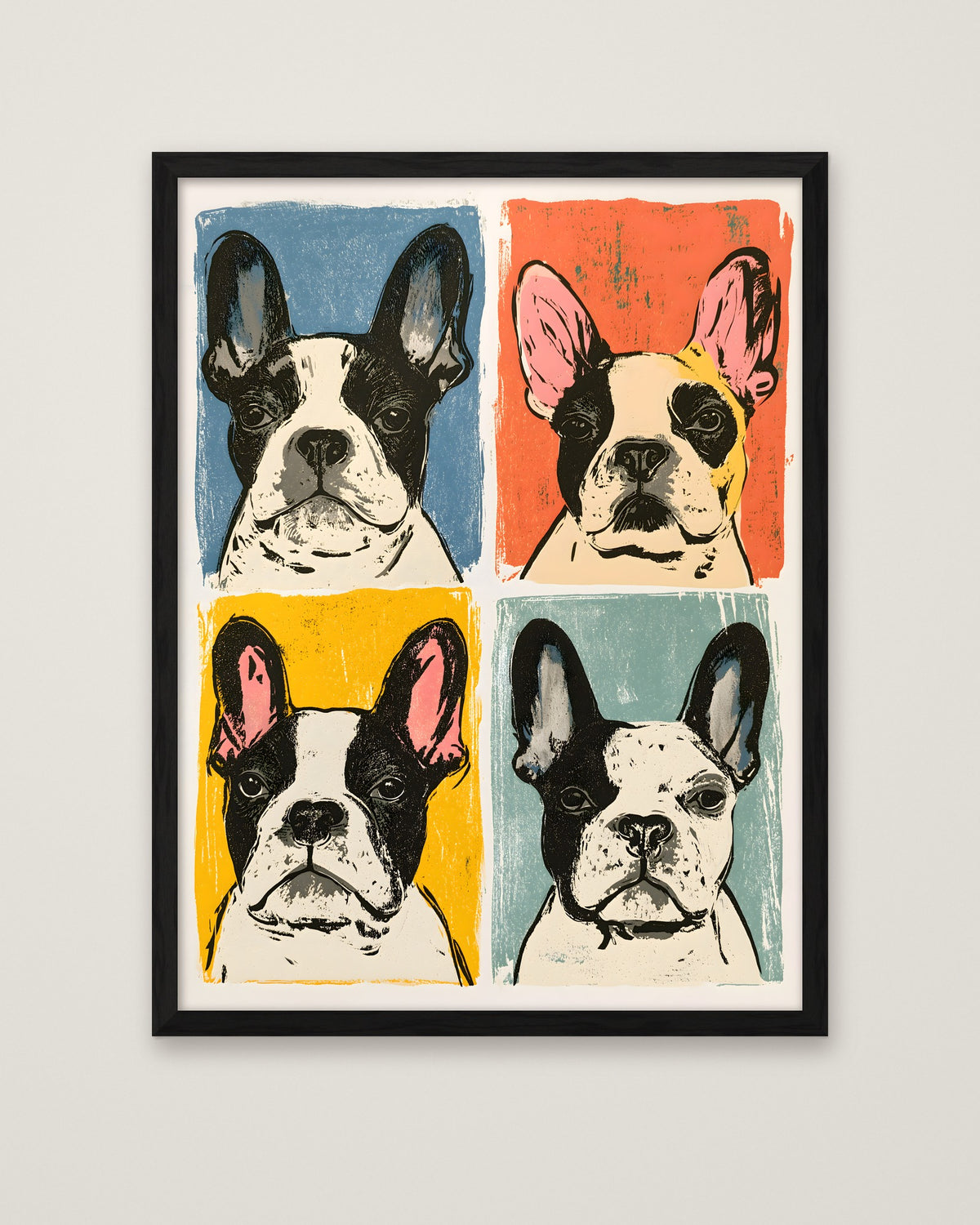 French Bulldog Pop Art Print in a black frame