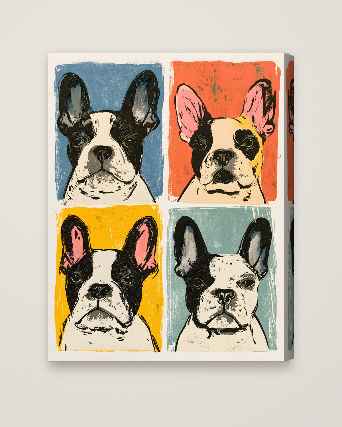 French Bulldog Pop Art Print as a stretched canvas