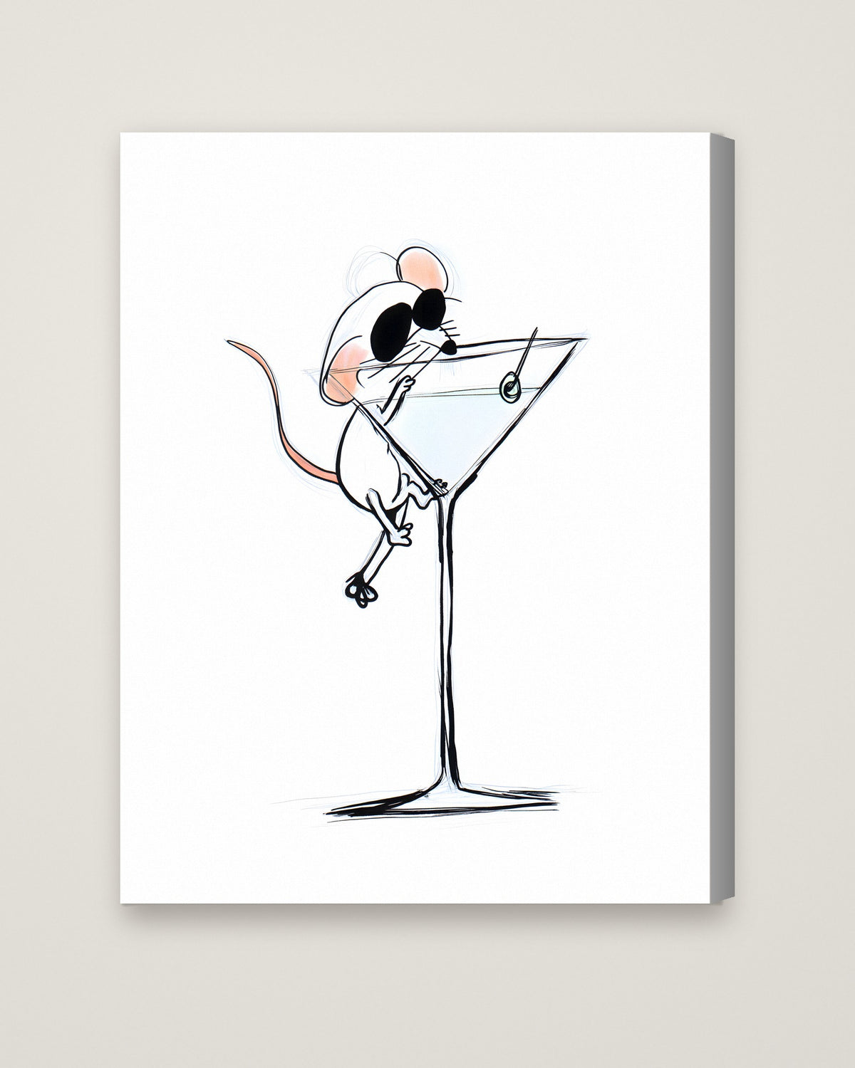 Funny Mouse Martini Art as a stretched canvas